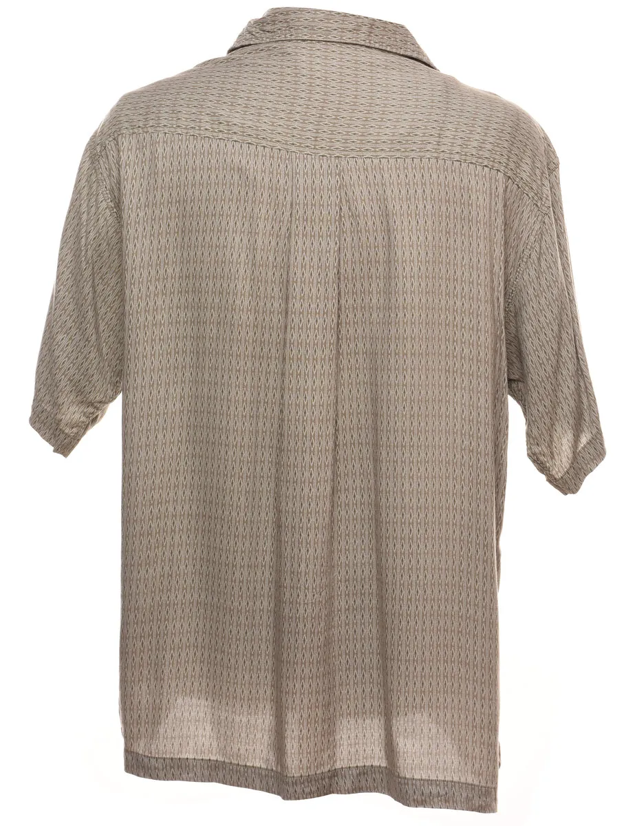 1990s Light Brown Patterned Shirt - L