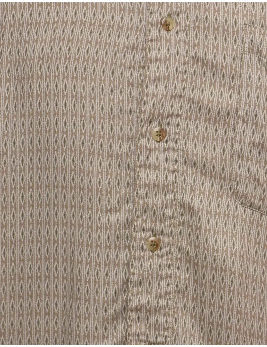 1990s Light Brown Patterned Shirt - L