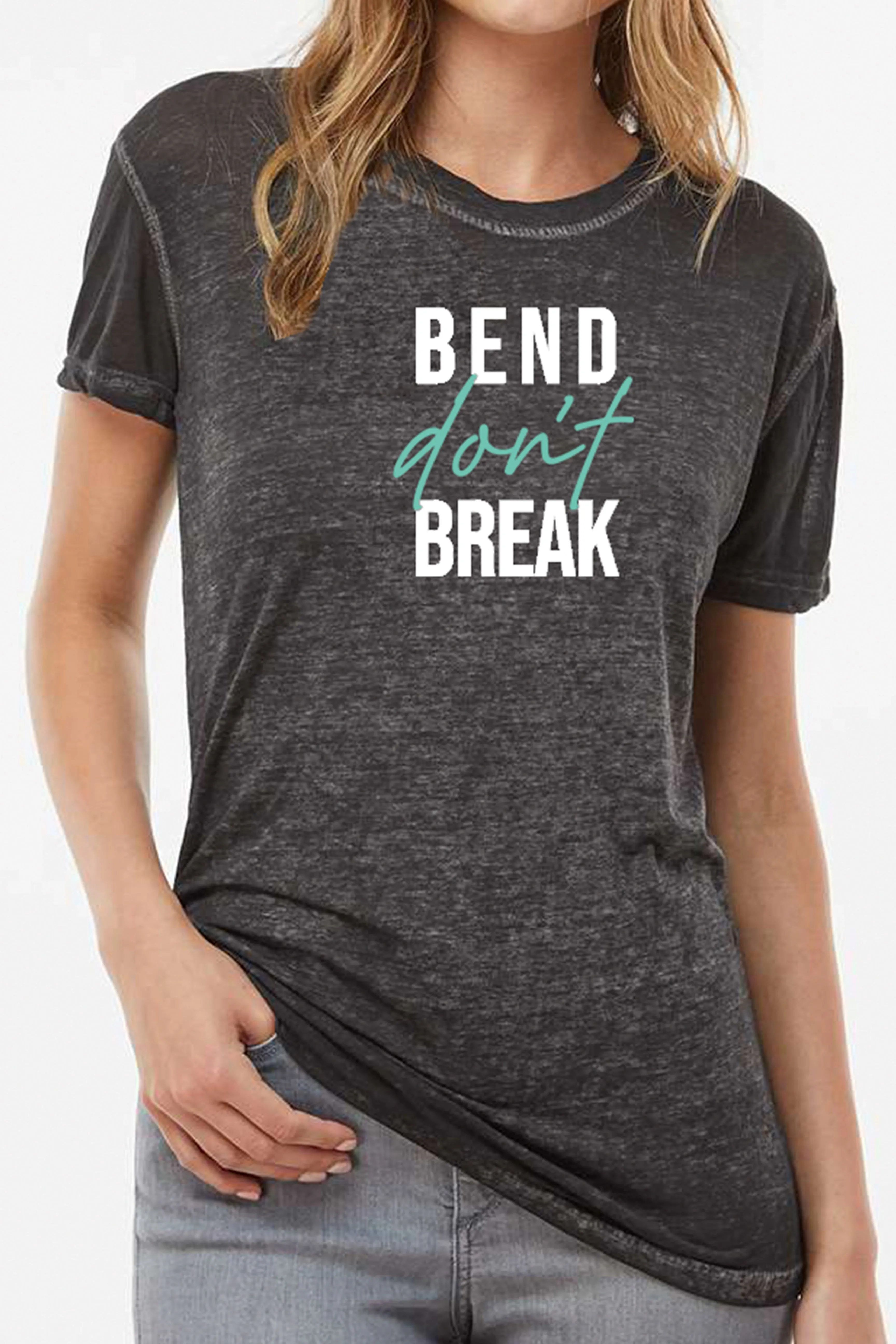 5012 - Bend Dont Break Womens Burnout Tee / Black