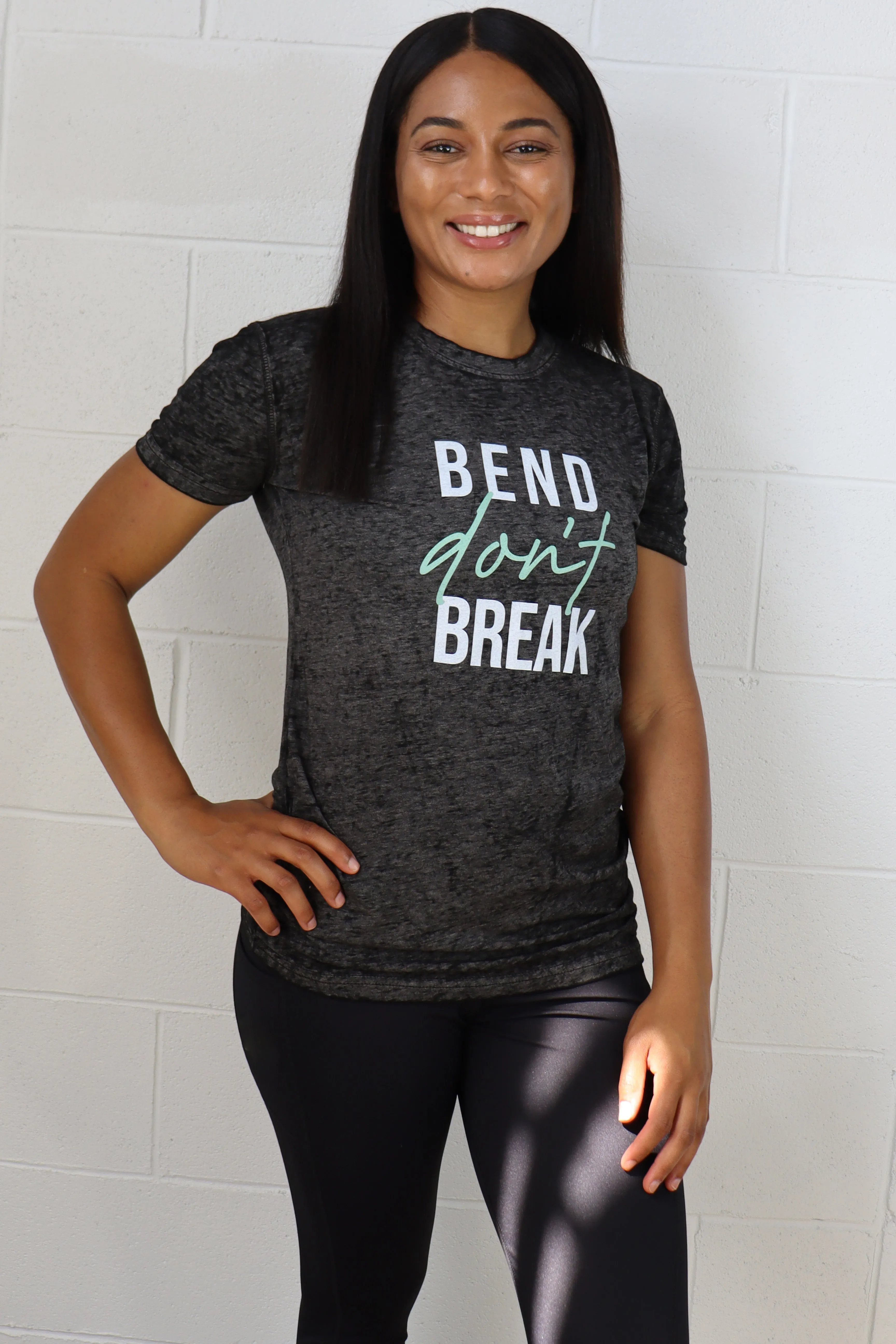 5012 - Bend Dont Break Womens Burnout Tee / Black