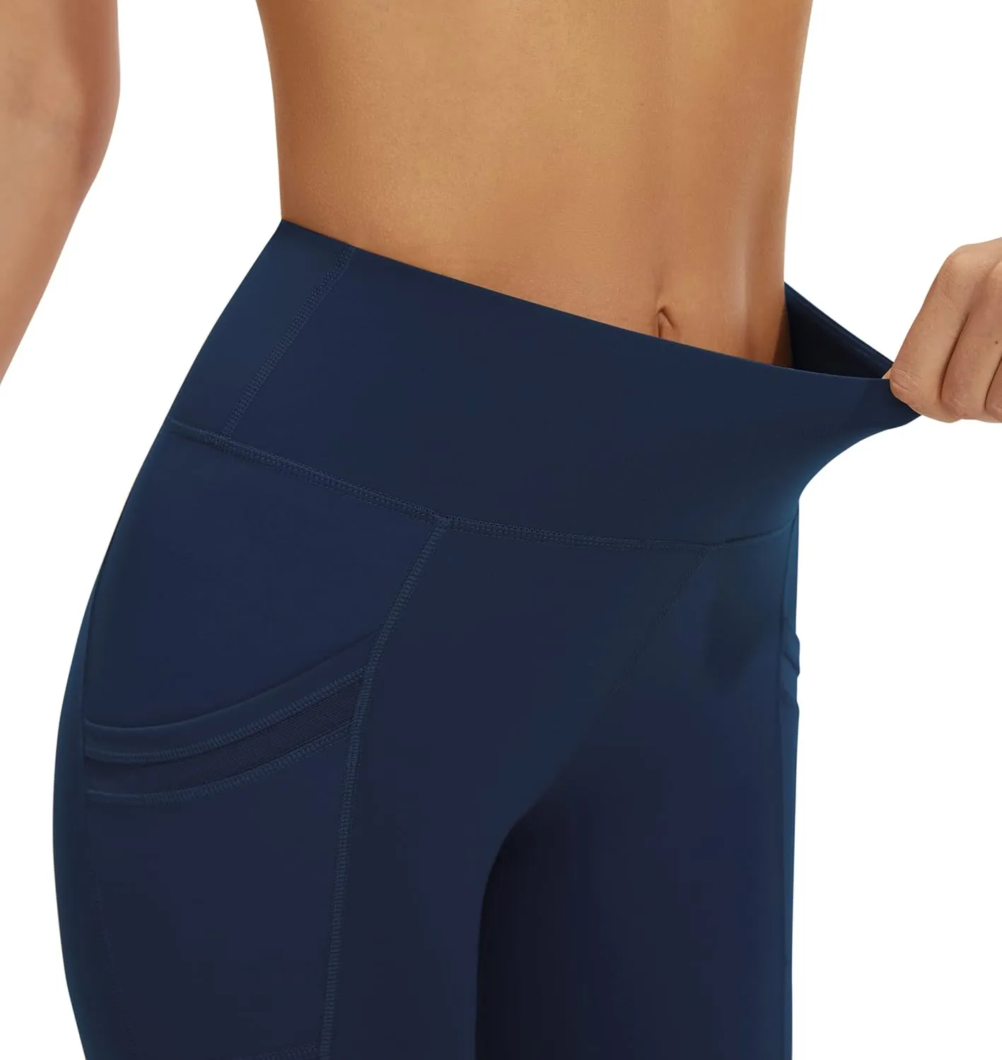 AFITNE Womens High Waist Mesh Yoga Leggings with Side Pockets, Tummy Control Workout Squat-Proof Yoga Pants