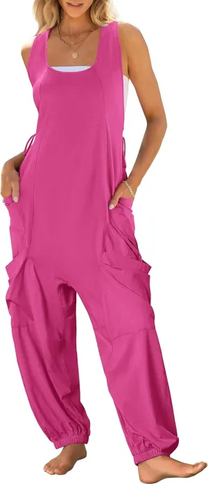 ANRABESS Women Overalls Jumpsuits Loose Casual Dressy Sleeveless Baggy Harem Pants Romper Jumpers 2025 Trendy Summer Outfits