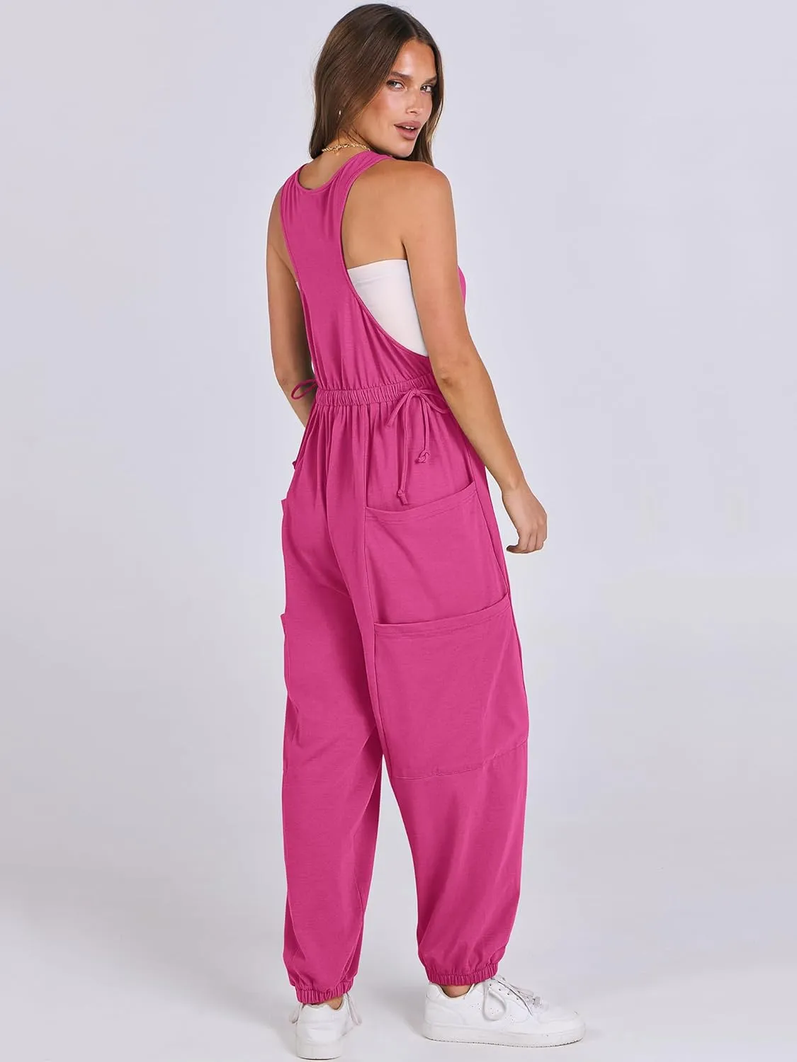 ANRABESS Women Overalls Jumpsuits Loose Casual Dressy Sleeveless Baggy Harem Pants Romper Jumpers 2025 Trendy Summer Outfits