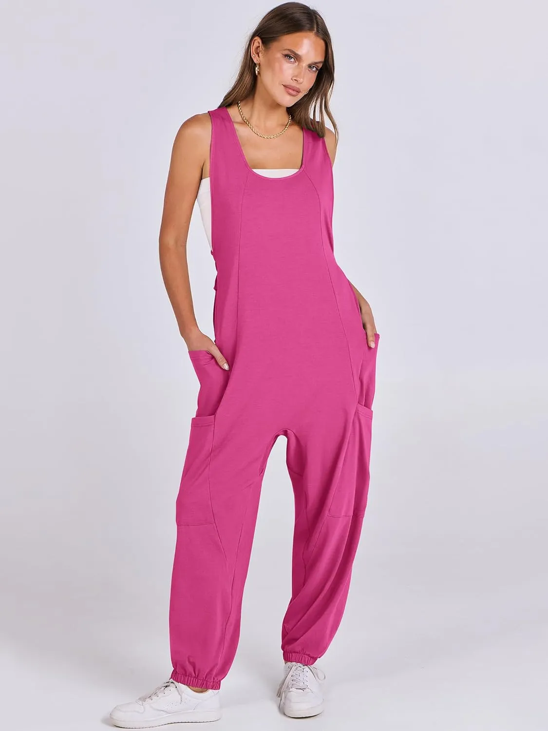 ANRABESS Women Overalls Jumpsuits Loose Casual Dressy Sleeveless Baggy Harem Pants Romper Jumpers 2025 Trendy Summer Outfits