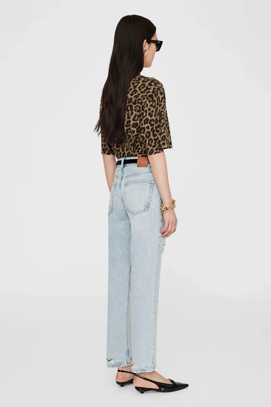 Avi Tee Black Brown Leopard