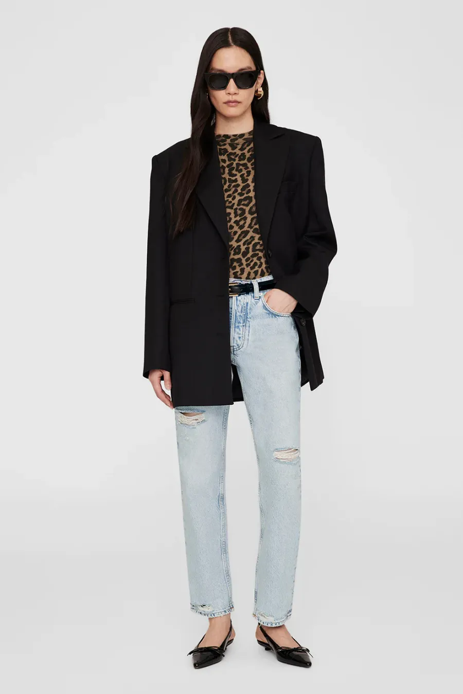 Avi Tee Black Brown Leopard