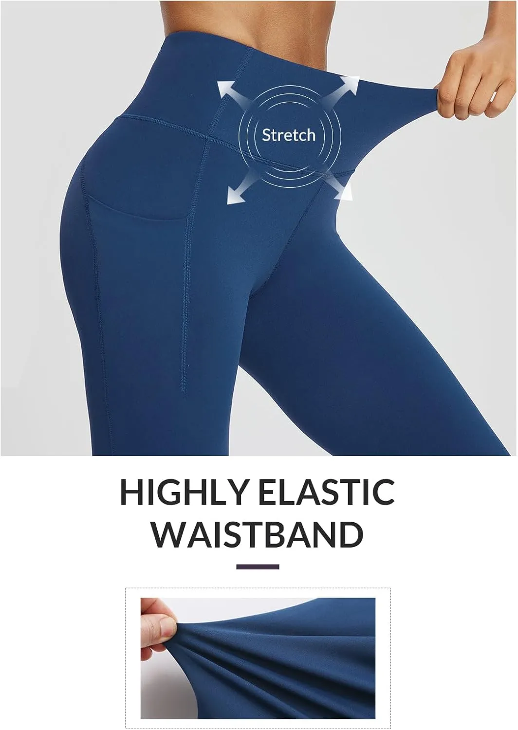 baleaf 7/8 Workout Leggings with Pockets for Women High Waisted Tummy Control Plus Size Yoga Pants for Running Gym Athletic