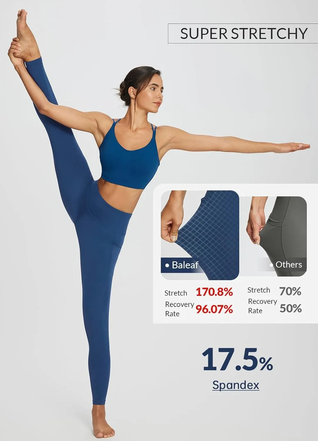 baleaf 7/8 Workout Leggings with Pockets for Women High Waisted Tummy Control Plus Size Yoga Pants for Running Gym Athletic