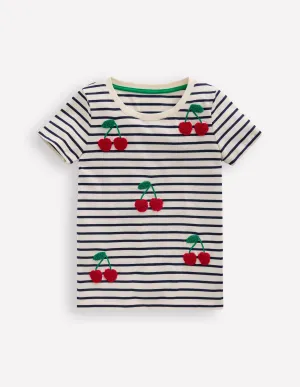 Bay Boucle T-Shirt-French Navy/ Ivory Cherries