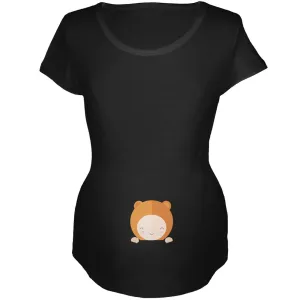 Bear Cub Baby Black Maternity Soft T-Shirt