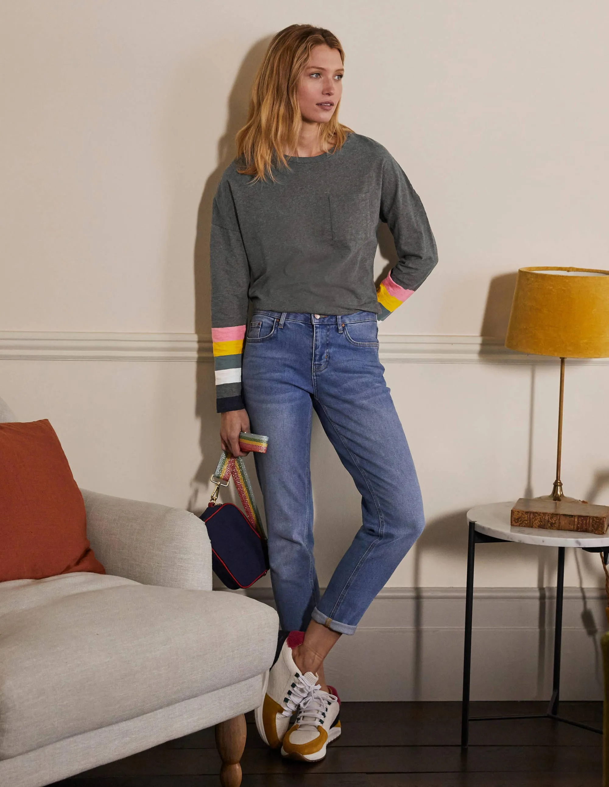 Boxy Jersey Tee-Charcoal Cuff