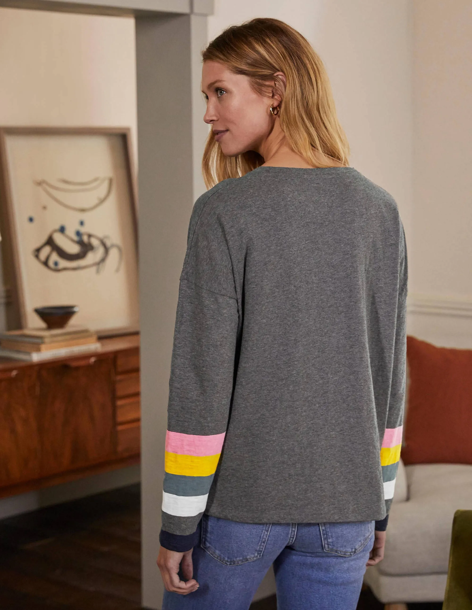 Boxy Jersey Tee-Charcoal Cuff