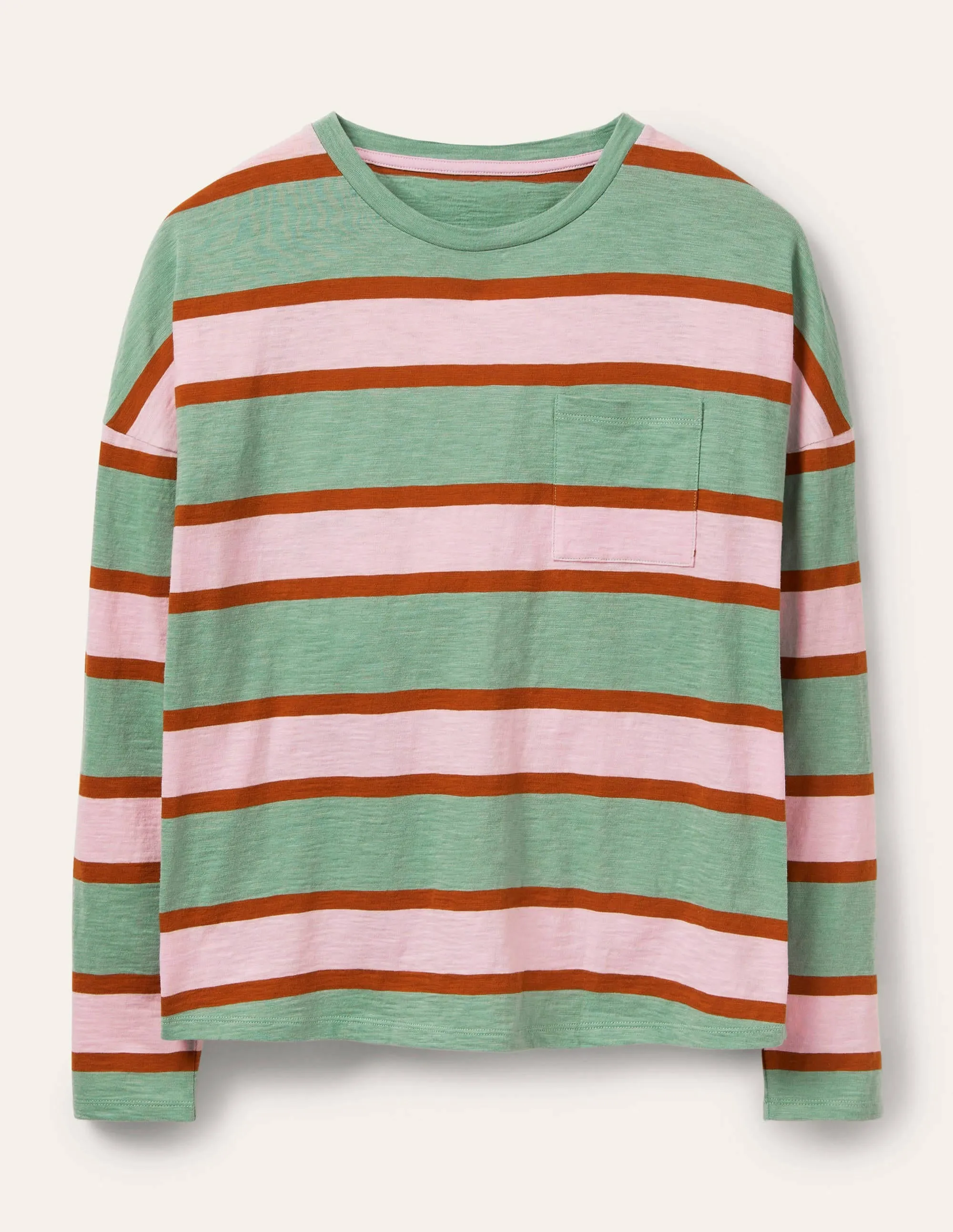 Boxy Jersey Tee-Duck Egg/ Coconut Stripe
