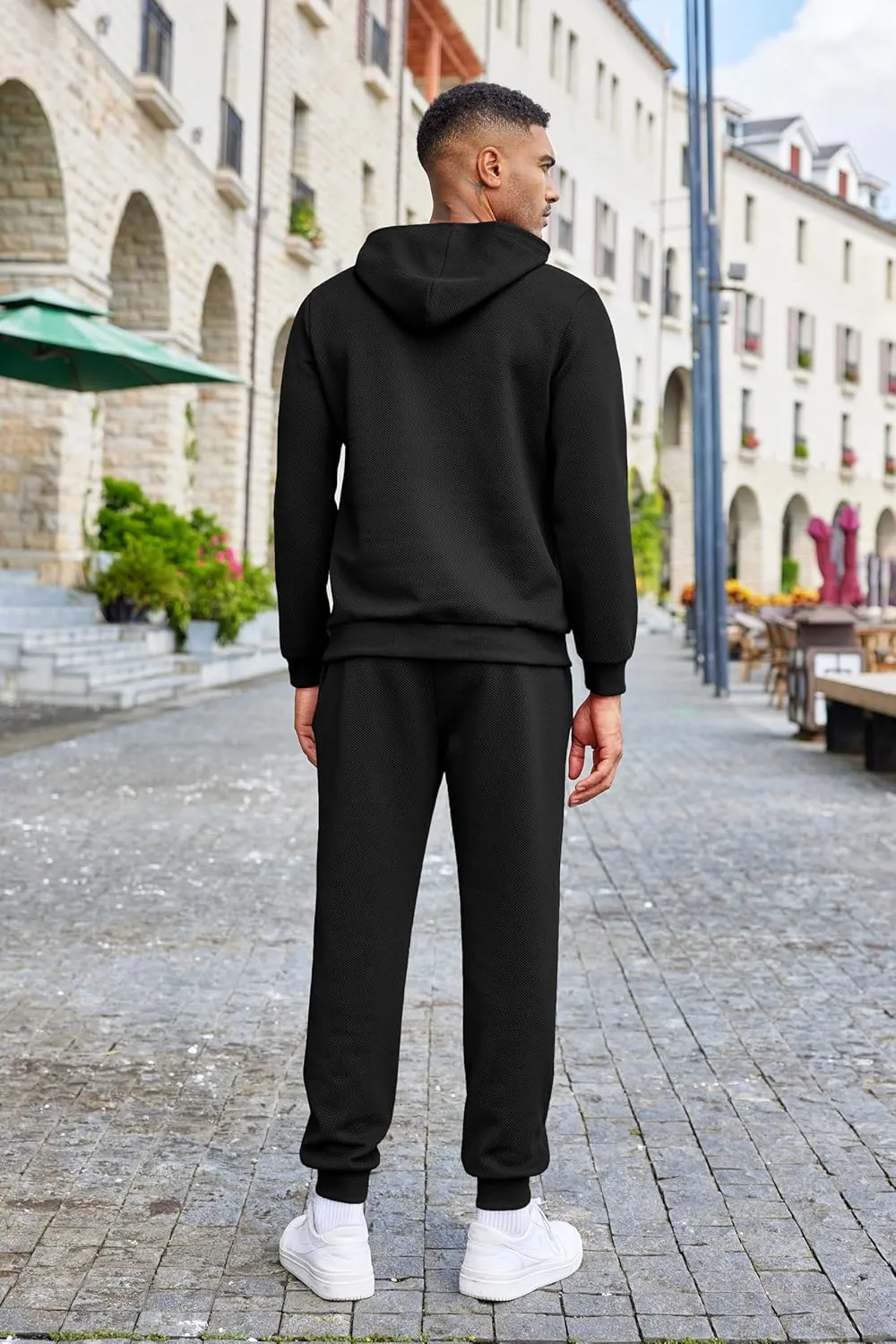 COOFANDY Men's Tracksuits 2 Pieces Waffle Hoodies Sweatsuit Sets Sports Jogging Suit Set