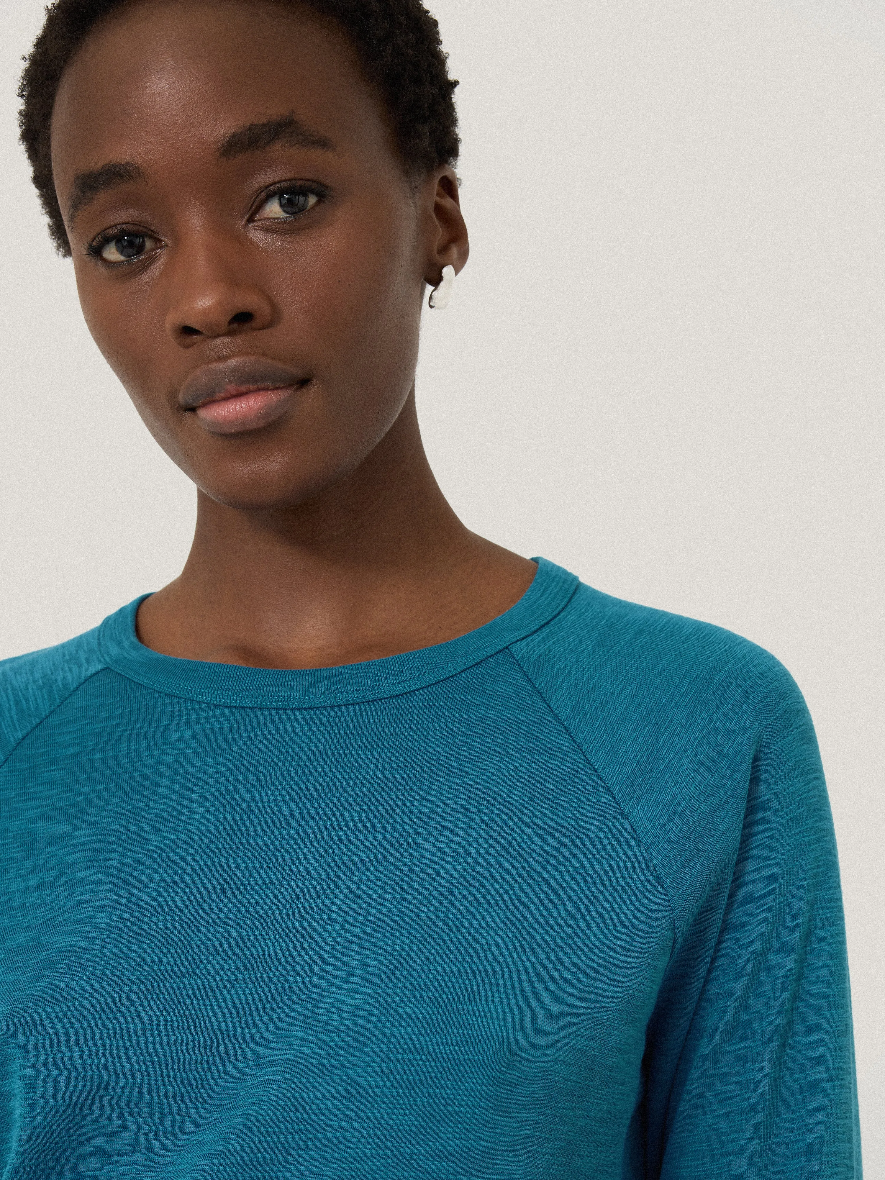 Cotton Luxe Raglan Tee | Calm Blue