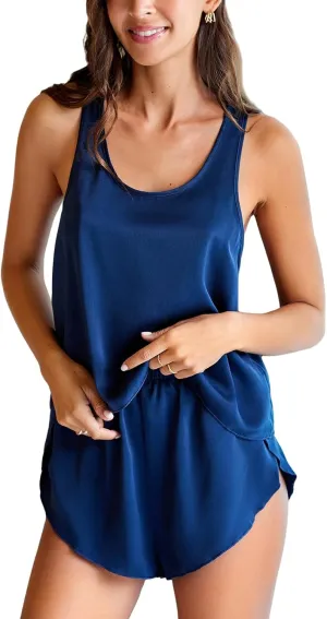 CUPSHE Satin Pajama Set Women Silk Camisole Pjs Ruffle Sleepwear 2 Piece Loungewear Shorts Set