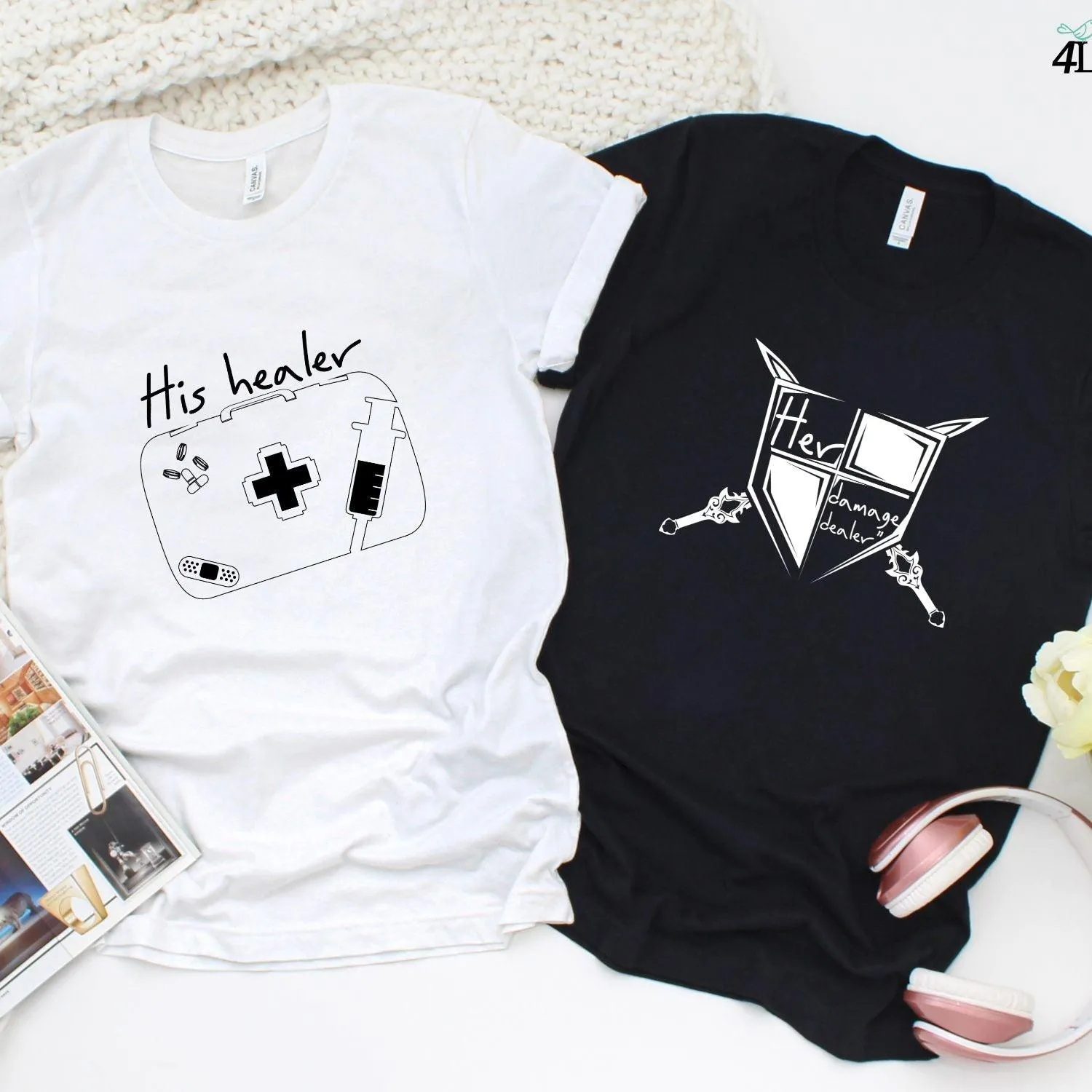 Damage Dealer & His Healer Matching Set - Adorable Gift Idea for Gamer Couples