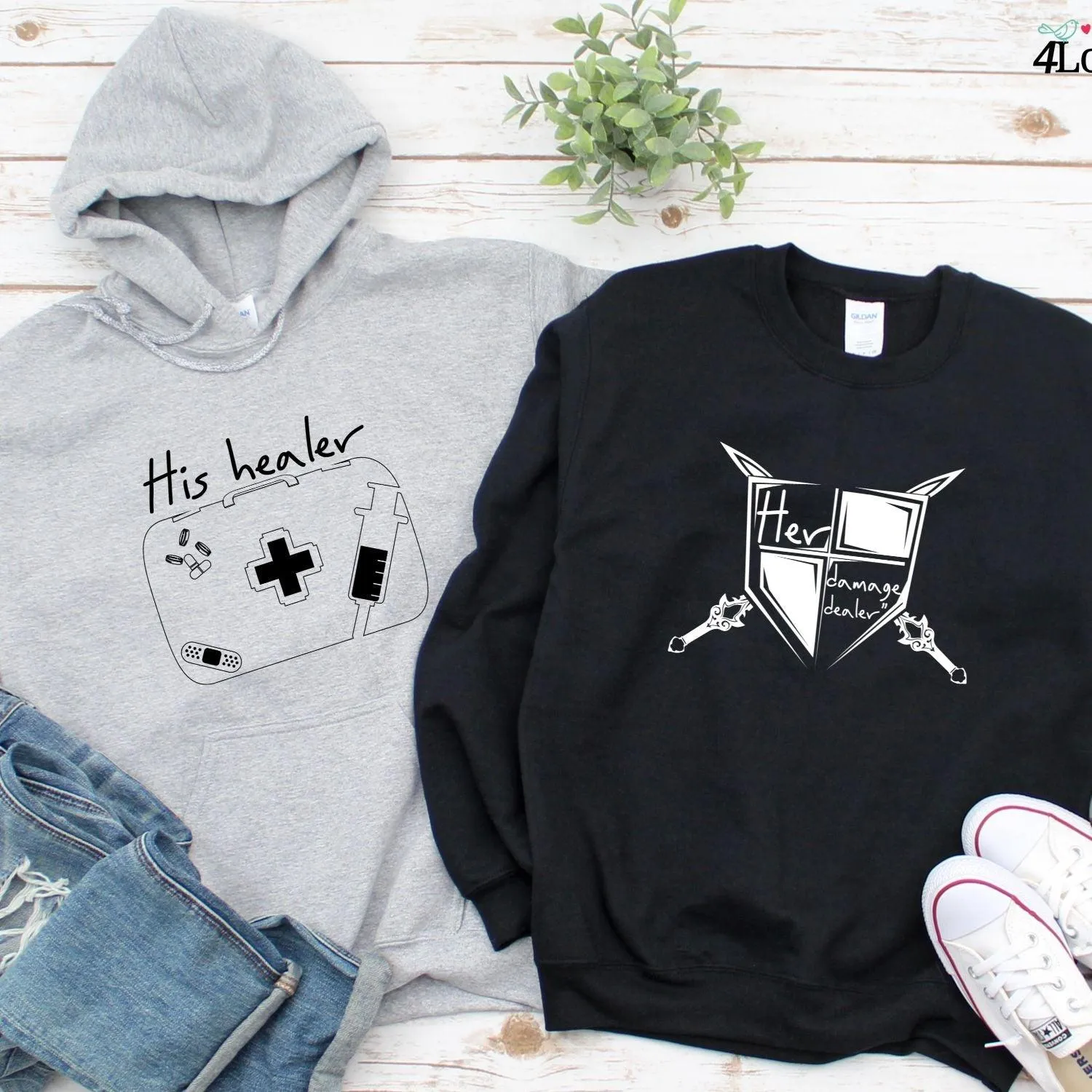 Damage Dealer & His Healer Matching Set - Adorable Gift Idea for Gamer Couples