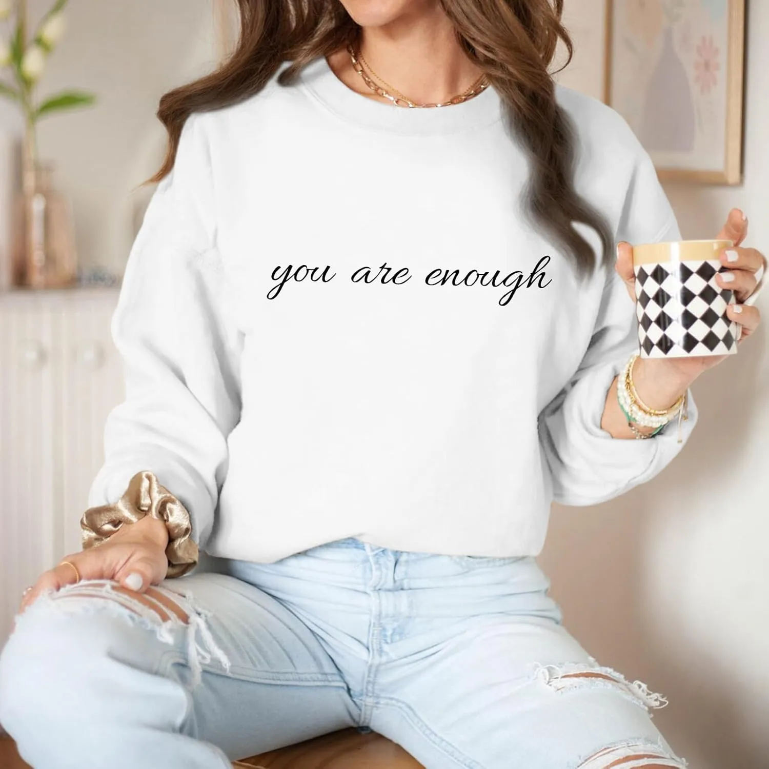 Dear Person Behind Me Hoodie You Are Enough Graphic Sweatshirts for Women Mental Health Awareness Shirt Pullover Top