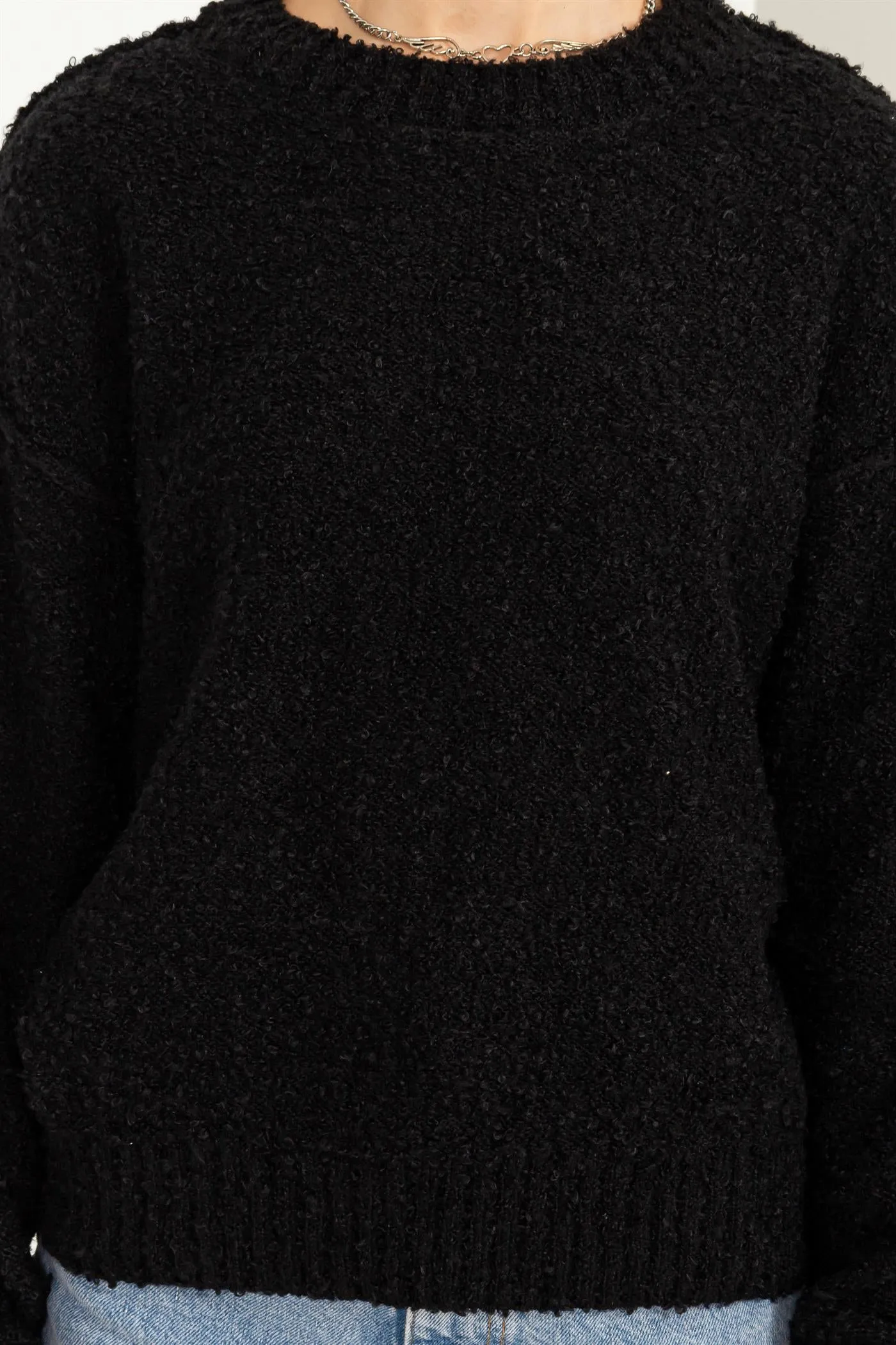 DZ23F067-Drop Shoulders Seam-detail Sweater