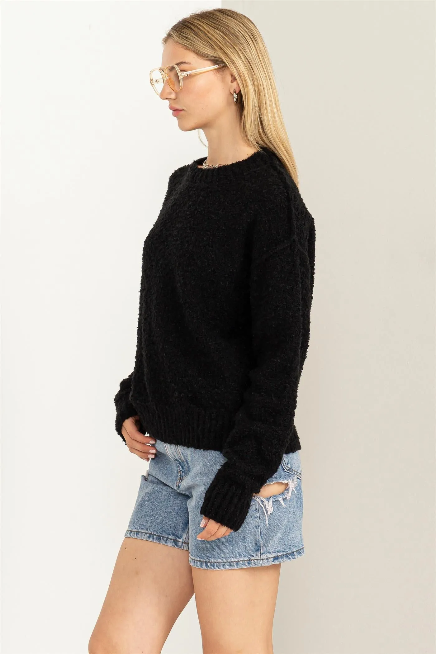 DZ23F067-Drop Shoulders Seam-detail Sweater