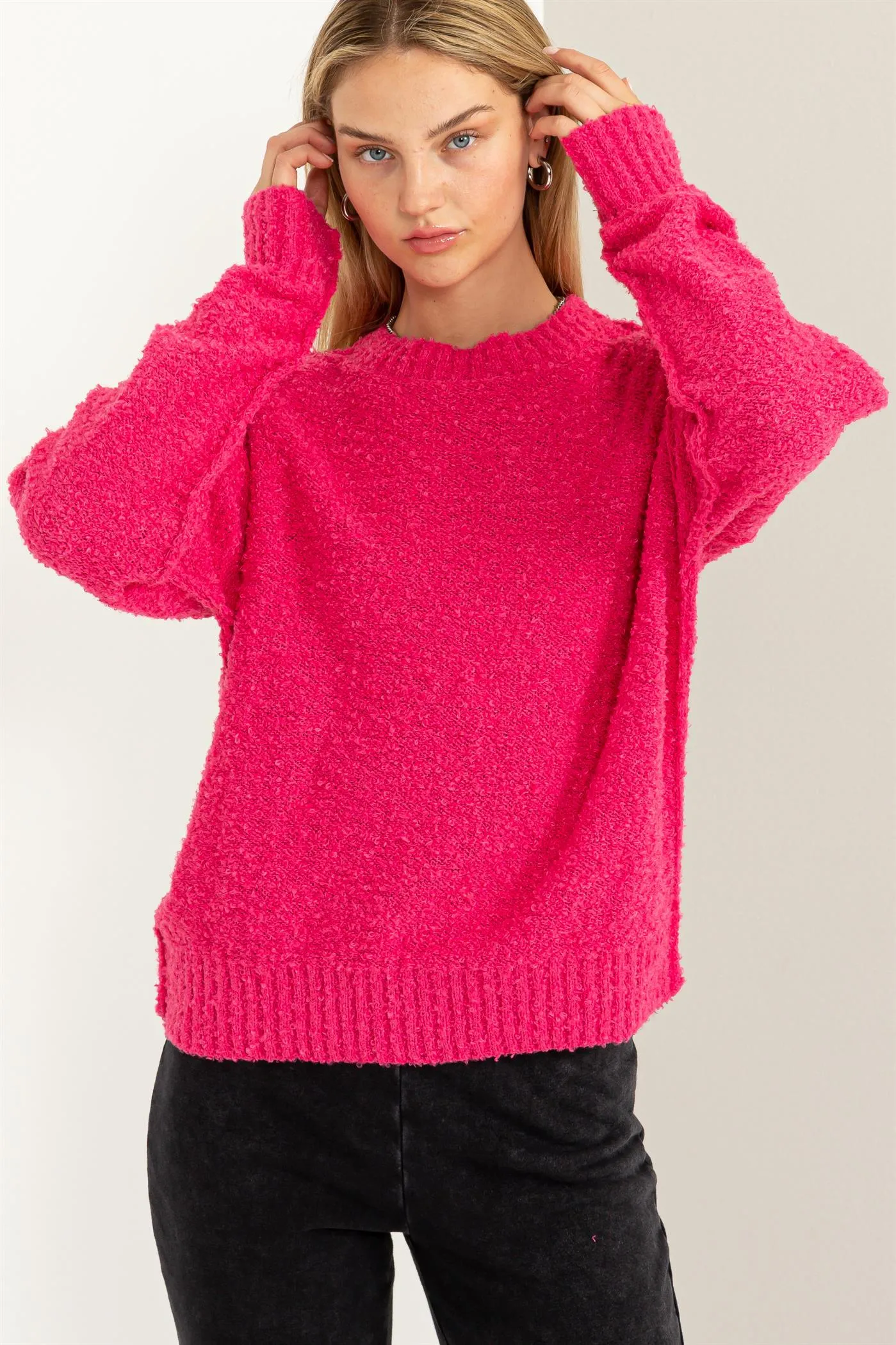 DZ23F067-Drop Shoulders Seam-detail Sweater