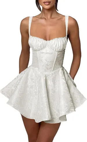 Embroidery Satin Short Homecoming Dresses Spaghetti Straps Puffy Mini Cocktail Party Gowns with Bow Back