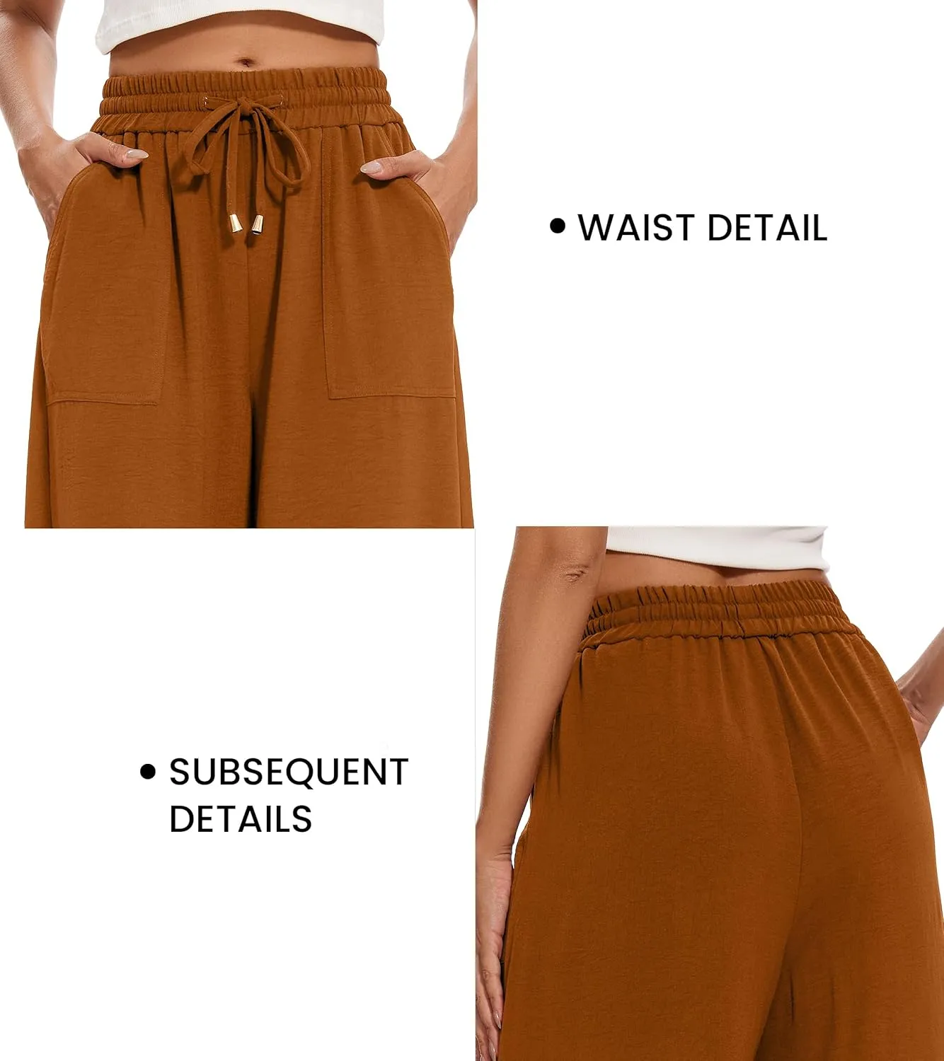 FUNYYZO 2025 Women Palazzo Pants High Waist Casual Wide Leg Long Lounge Pull On Trousers with Pocket