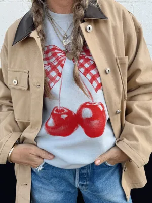 Gingham Bow Cherry Sweatshirt