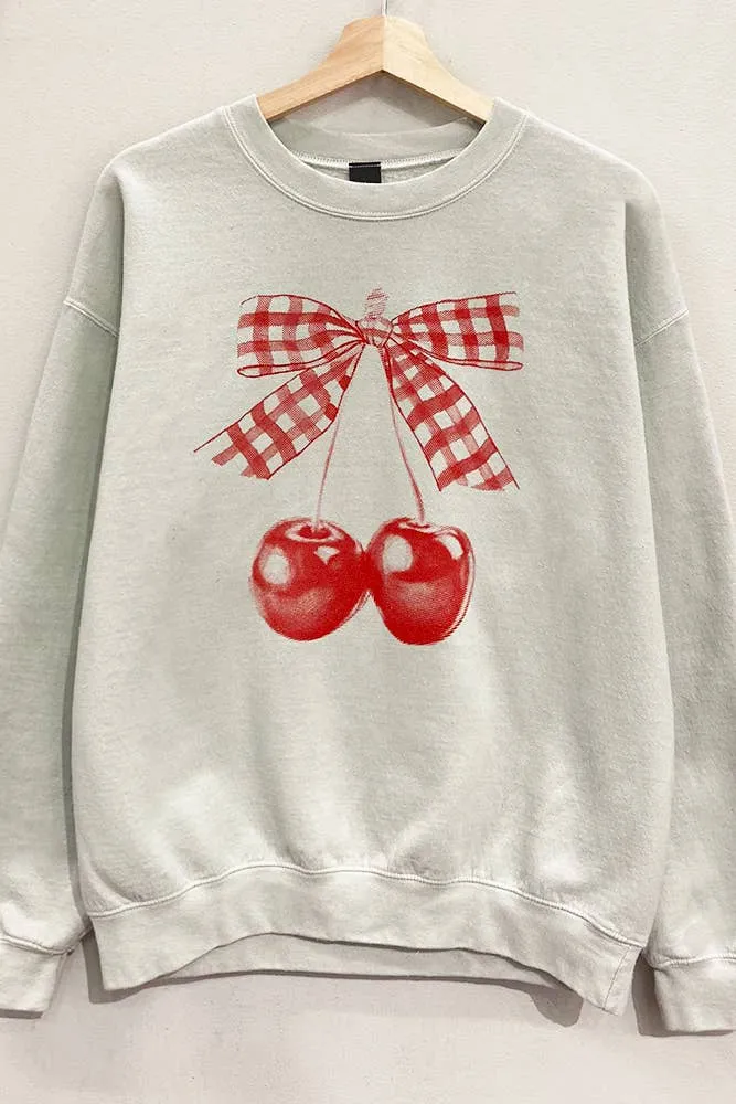 Gingham Bow Cherry Sweatshirt