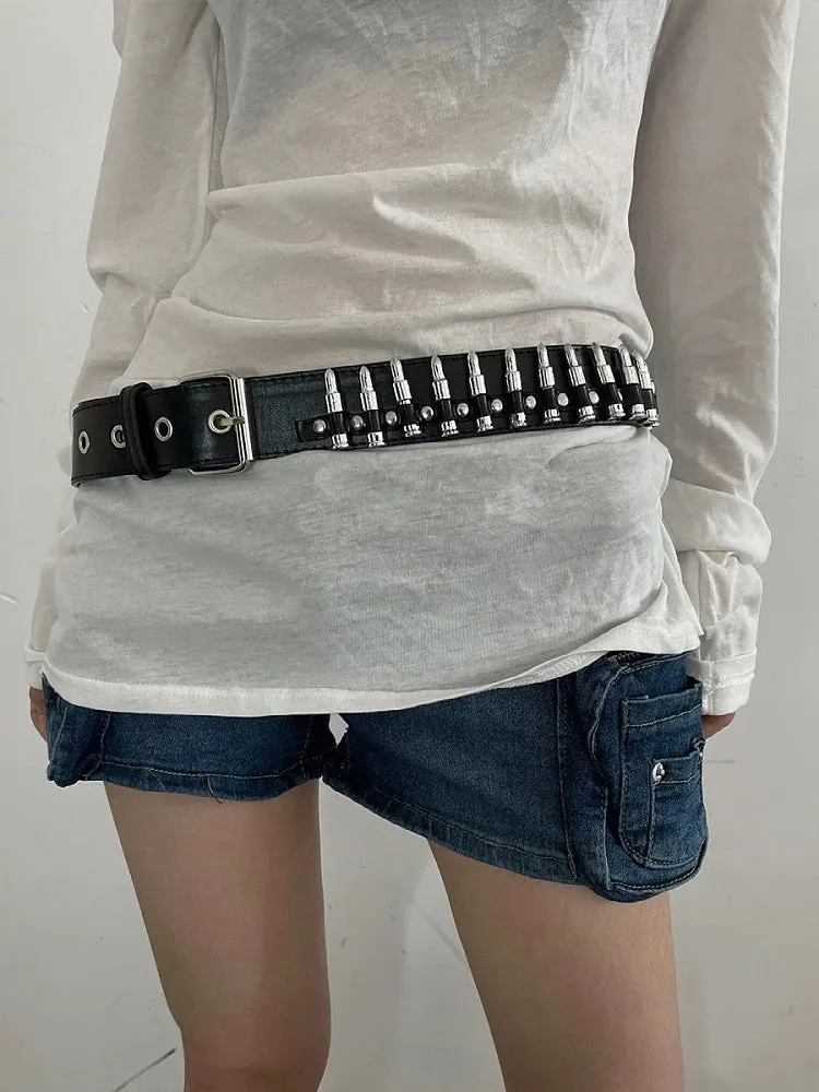 Girlary Woman Casual Jean Shorts Low Waist Denim Wash Shorts With Belt Hot Pants Patchwork Fashion Chic Y2k Gyaru American Style