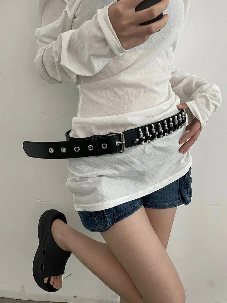Girlary Woman Casual Jean Shorts Low Waist Denim Wash Shorts With Belt Hot Pants Patchwork Fashion Chic Y2k Gyaru American Style