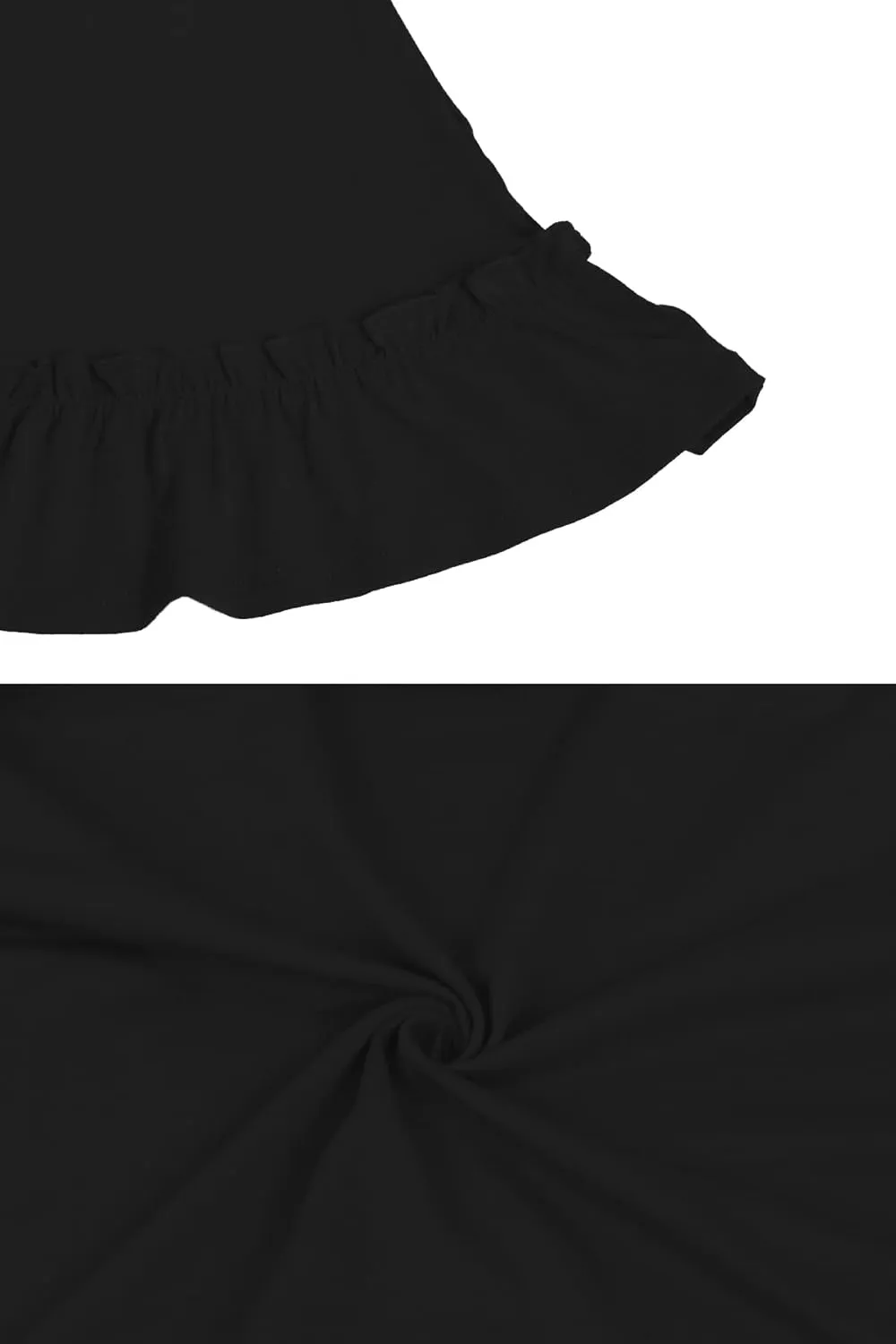 Girls Summer Dress Cute Sleeveless Soild Color Ruffle Hemline Swing A-line Sundress