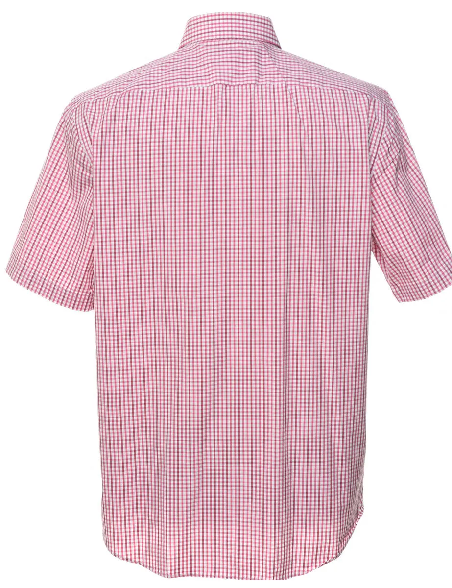 Hugo Boss Pale Pink & White Short-Sleeve Checked Shirt - L
