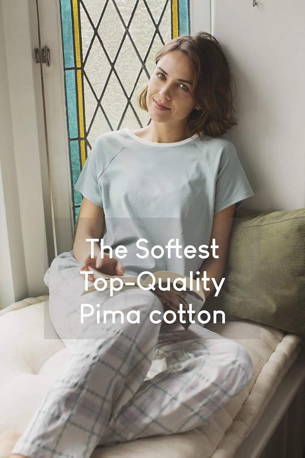 Incredibly Soft Pima Cotton Women's Pajamas Set - Short Sleeve Set