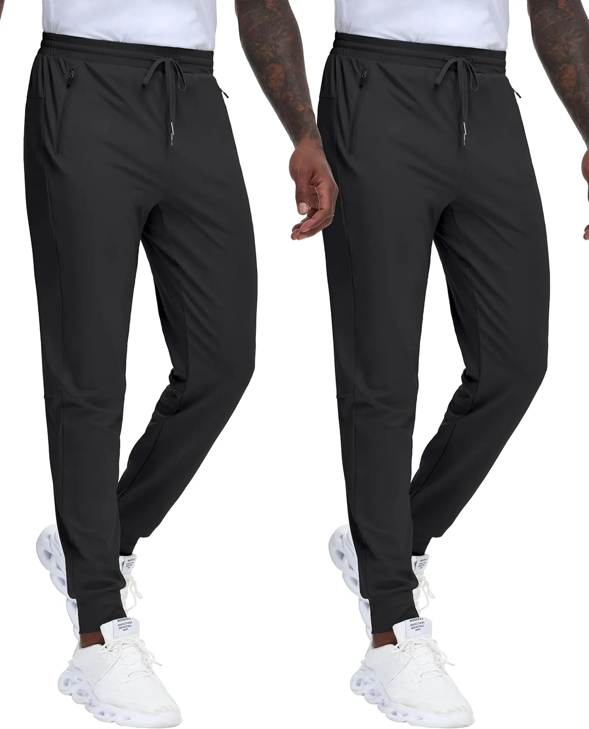 JWM Men's 30"/32"/34"/36" Inseam Joggers Tall Sweatpants 3 Zipper Pockets Stretch Lightweight Athletic Workout Gym Men Pants