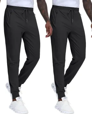 JWM Men's 30"/32"/34"/36" Inseam Joggers Tall Sweatpants 3 Zipper Pockets Stretch Lightweight Athletic Workout Gym Men Pants