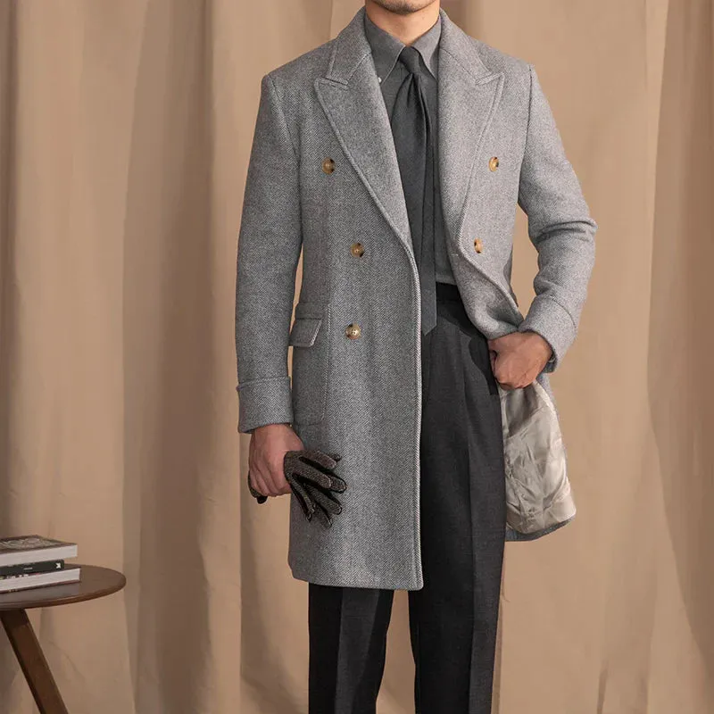 Kingsman Grey Double Breasted Over Coat by Italian Vega® (Latest Edition)