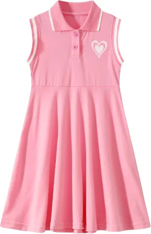Little Girl Clothes Summer Dress Polo Sleeveless Athletic Dresses Cotton Casual Beach Sundress Girl Outfits