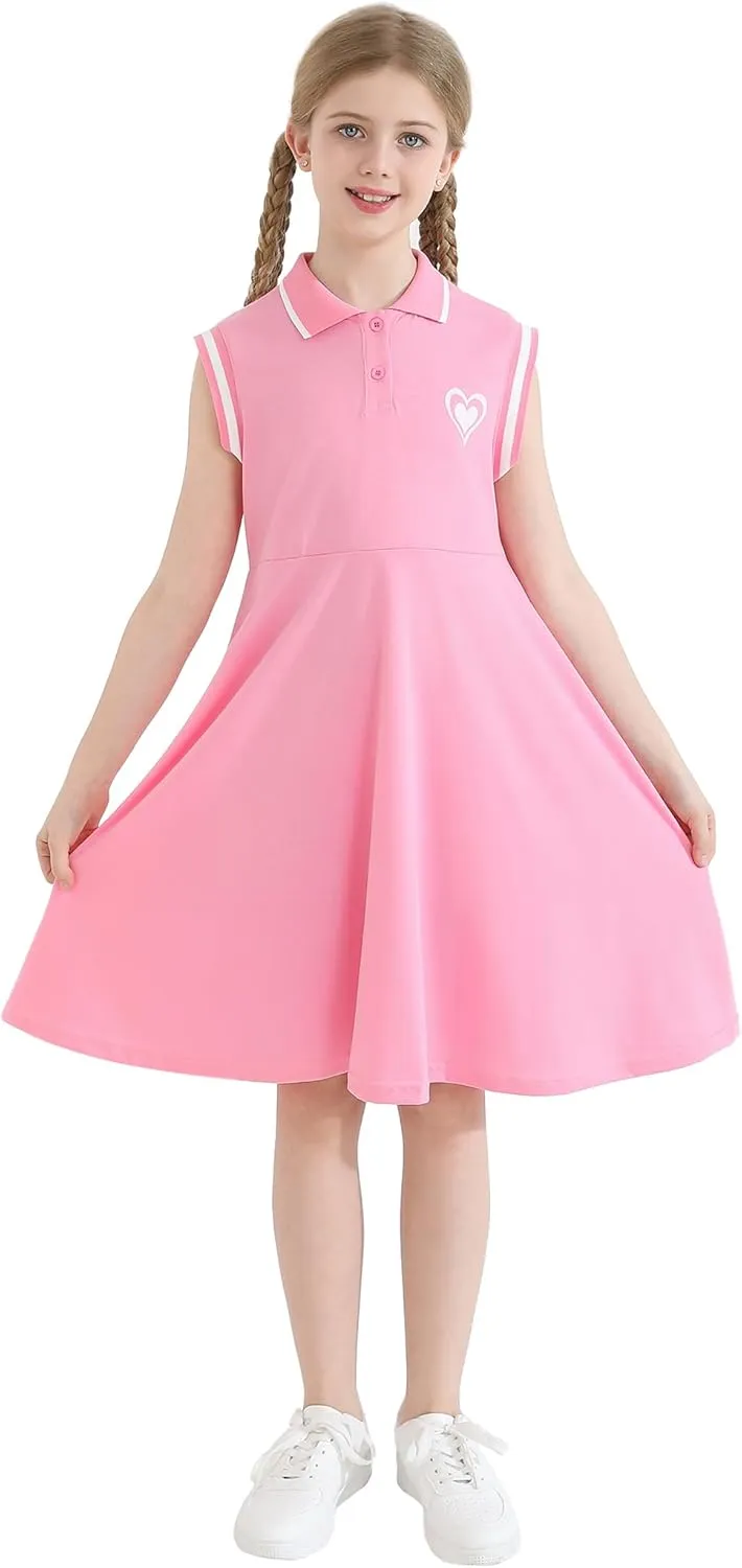 Little Girl Clothes Summer Dress Polo Sleeveless Athletic Dresses Cotton Casual Beach Sundress Girl Outfits