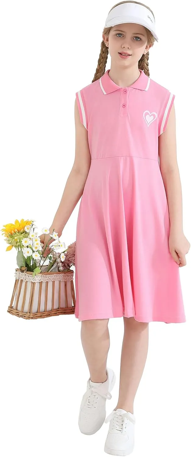 Little Girl Clothes Summer Dress Polo Sleeveless Athletic Dresses Cotton Casual Beach Sundress Girl Outfits