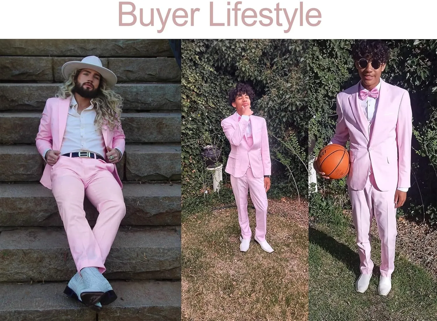 MAGE MALE Men's 3 Pieces Suit Elegant Solid One Button Slim Fit Single Breasted Party Blazer Vest Pants Set