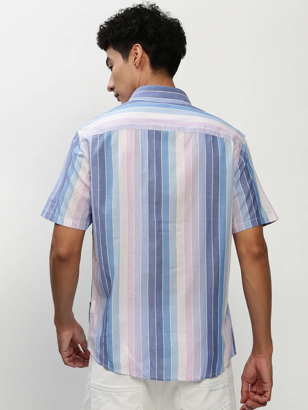 Men Multi Standard Slim Fit Multi Striped Cotton Casual Shirt