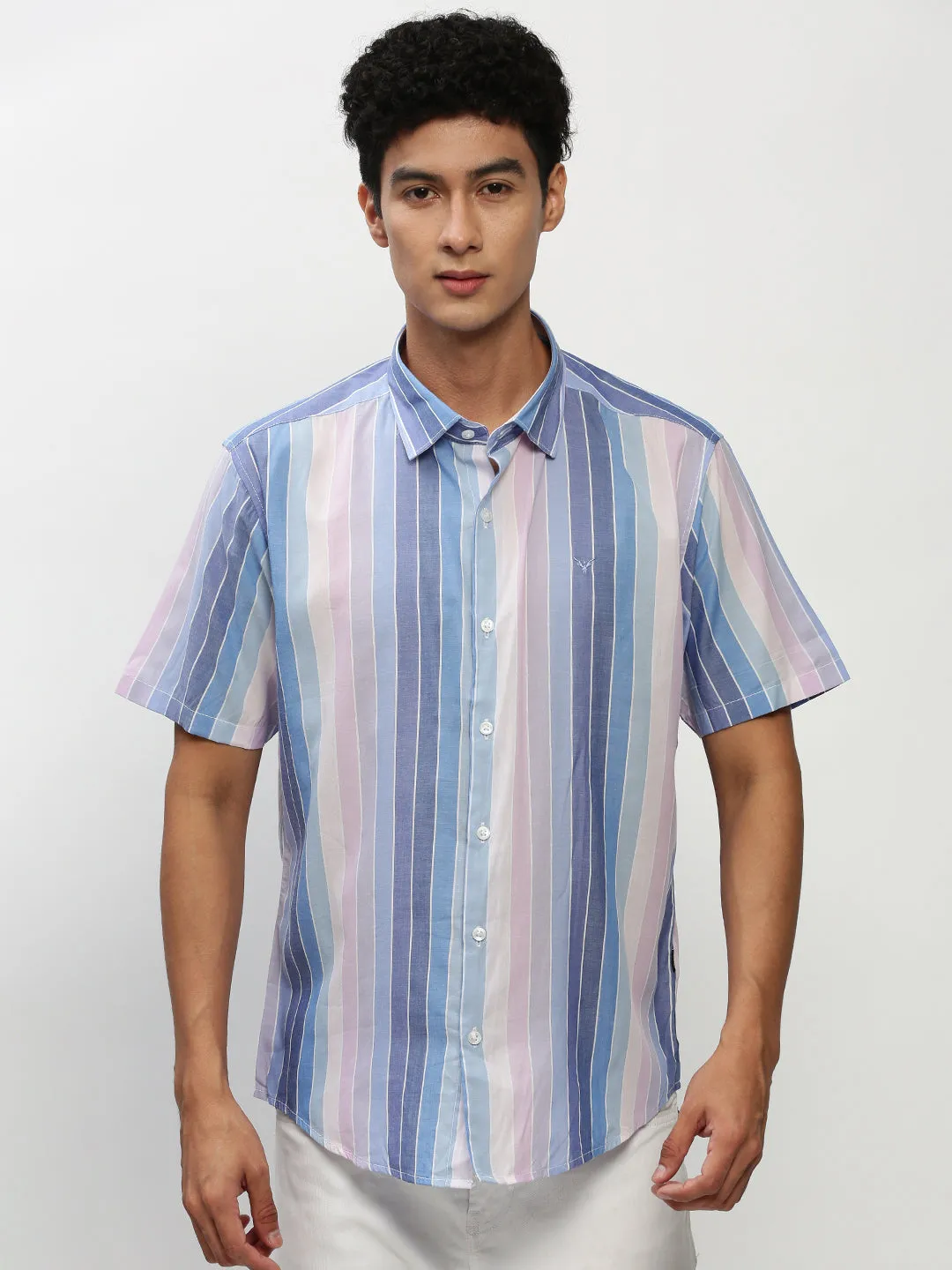 Men Multi Standard Slim Fit Multi Striped Cotton Casual Shirt