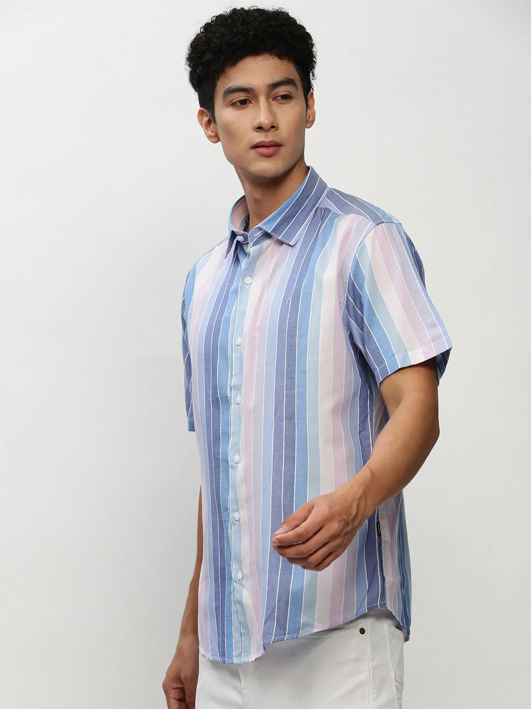 Men Multi Standard Slim Fit Multi Striped Cotton Casual Shirt
