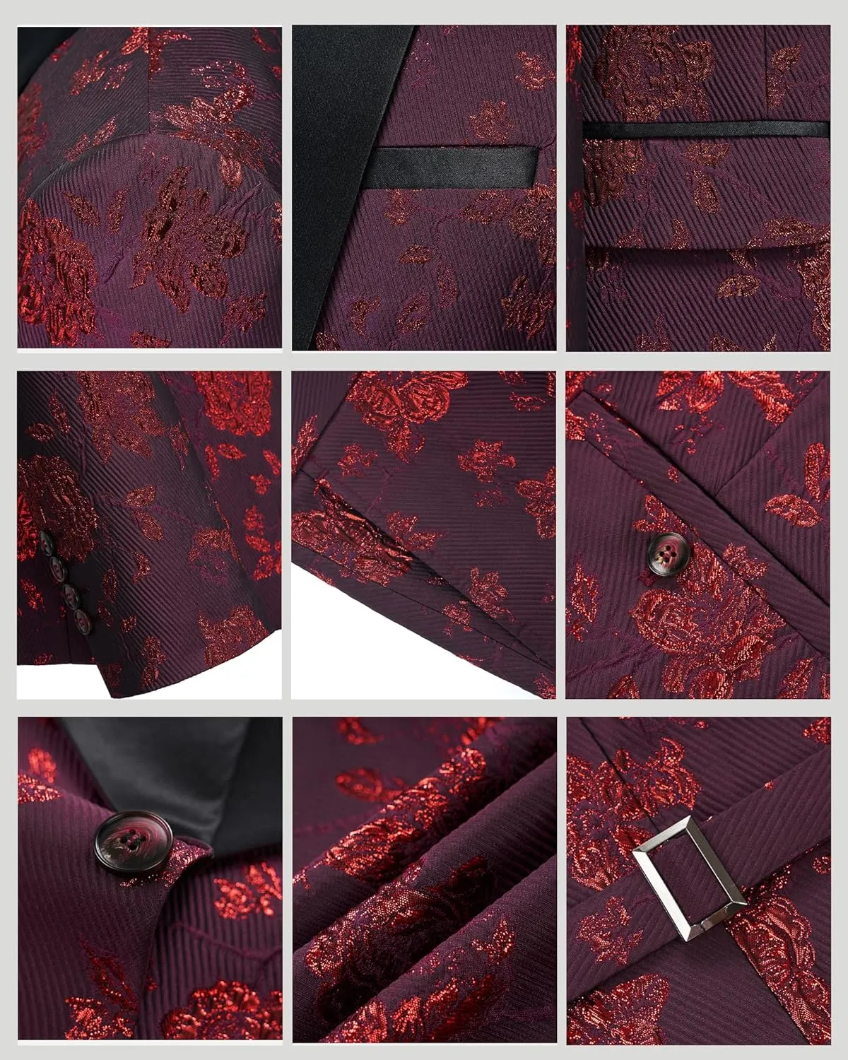 Men Suit 3 Piece Slim Fit Tuxedo for Men Paisley Suit Tux Shawl Lapel One Button Blazer Waistcoat Pant Set for Prom