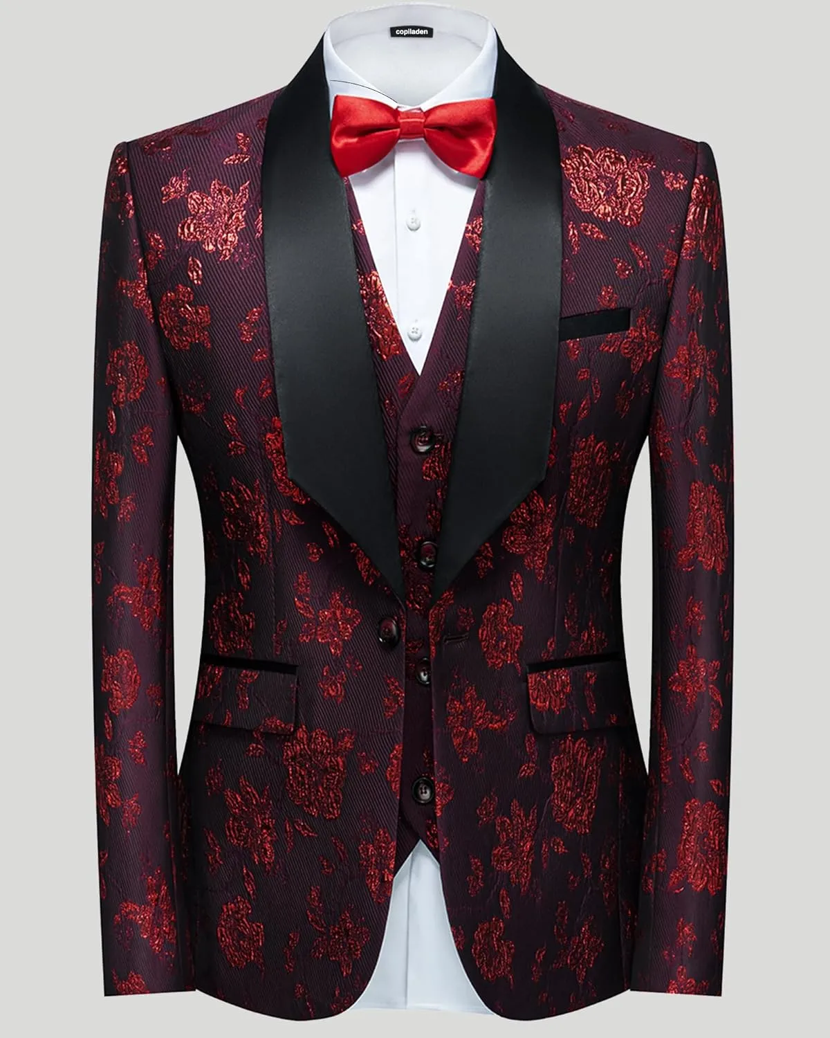 Men Suit 3 Piece Slim Fit Tuxedo for Men Paisley Suit Tux Shawl Lapel One Button Blazer Waistcoat Pant Set for Prom