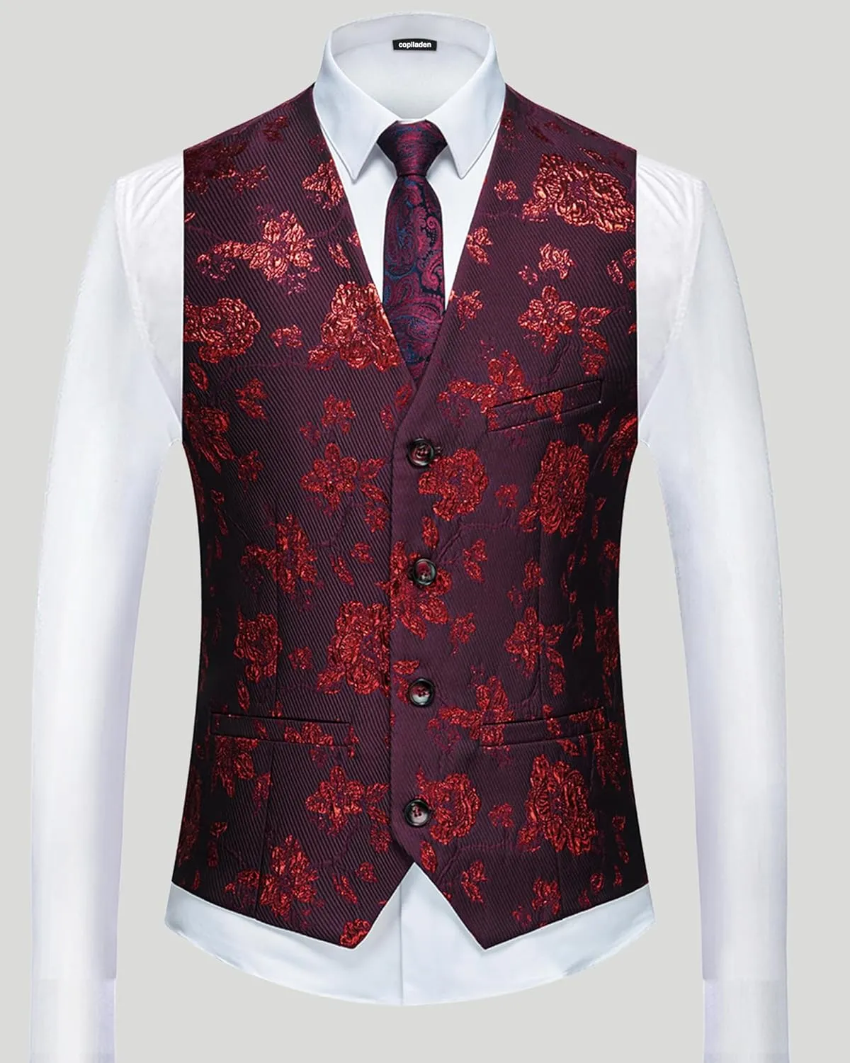 Men Suit 3 Piece Slim Fit Tuxedo for Men Paisley Suit Tux Shawl Lapel One Button Blazer Waistcoat Pant Set for Prom