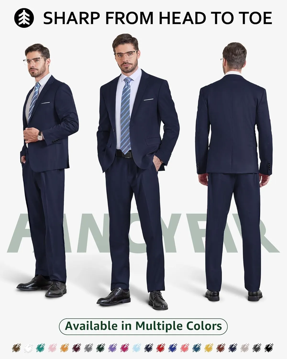 Men's 2 Pieces Slim Fit Suit Set, One Button Solid Jacket Pants for Party, Business, Wedding, Homecoming