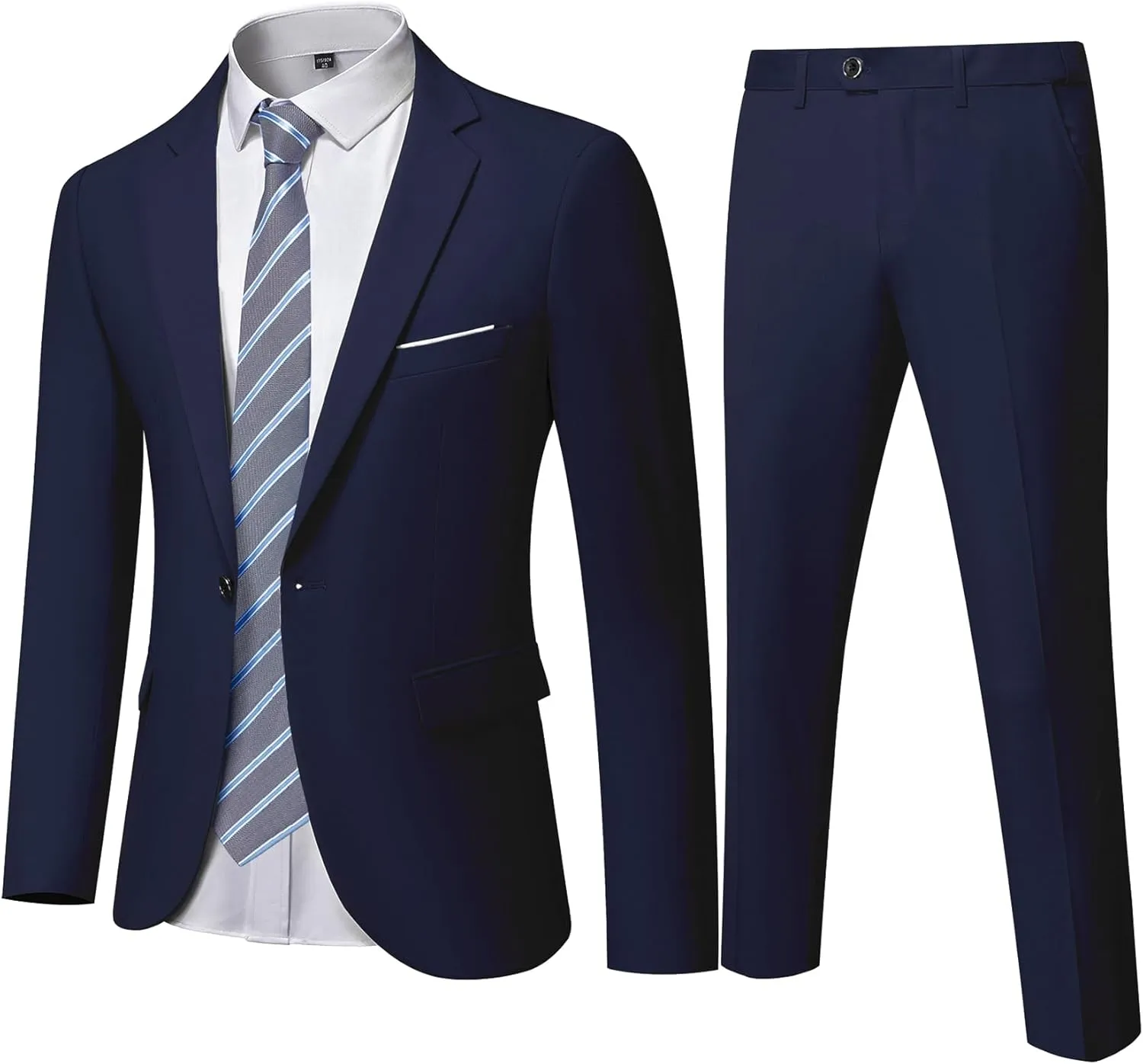 Men's 2 Pieces Slim Fit Suit Set, One Button Solid Jacket Pants for Party, Business, Wedding, Homecoming